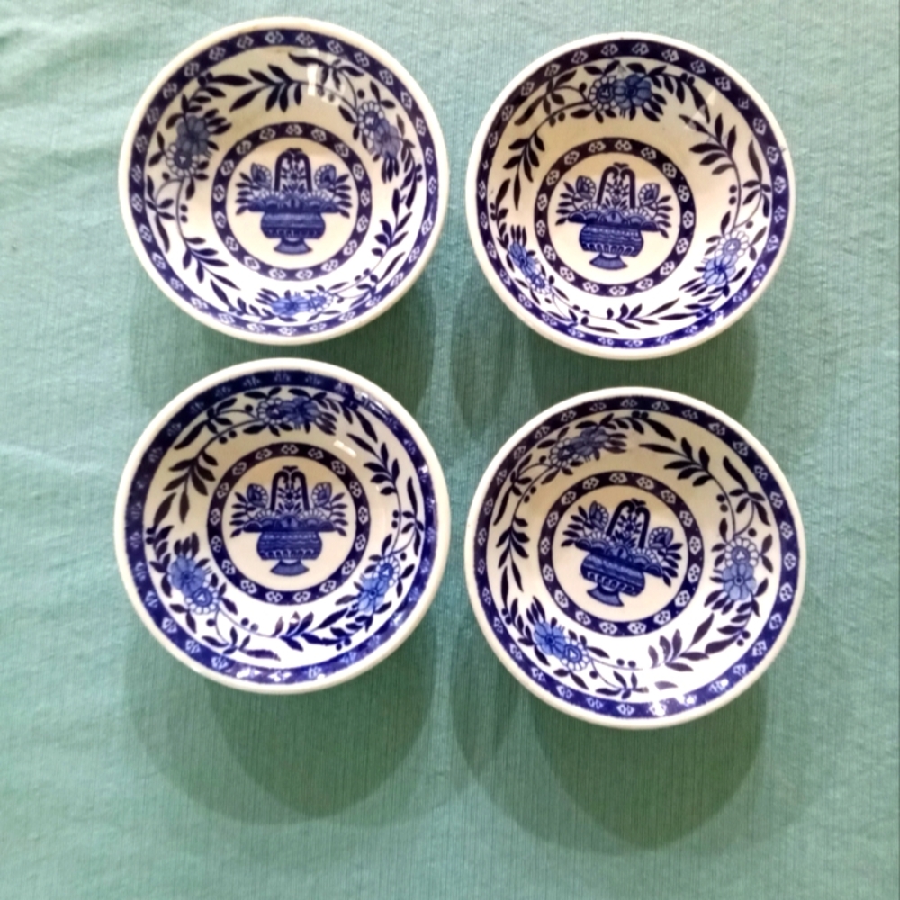 Set of 4 Blue and White  Vintage Sauce/Dipping Bowl by Sterling China